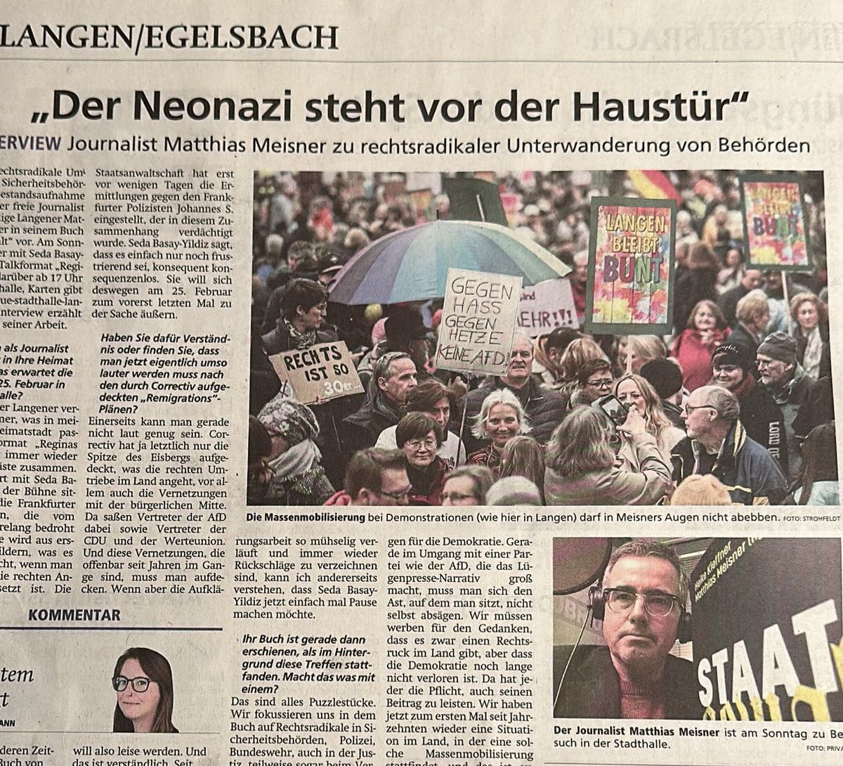 Am Sonntag 25.2. um 17 Uhr bin ich mit <a href="/SedaBasay/">Seda Başay-Yıldız</a> in der Neuen Stadthalle Langen, spreche über unser Buch #Staatsgewalt <a href="/herder_verlag/">Verlag Herder</a> - und sie äußert sich zum vorerst letzten Mal zum NSU 2.0. Mehr in meinem Interview heute in der Offenbach-Post