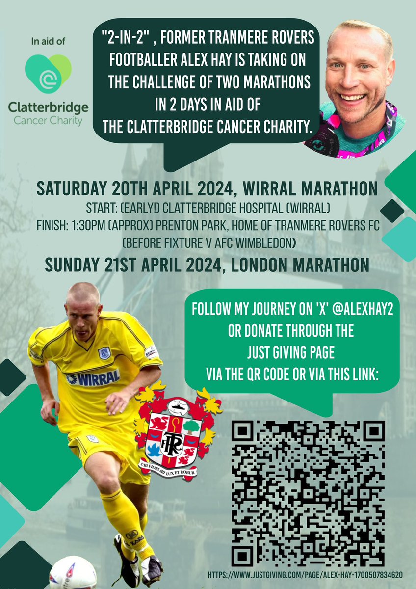 AlexHay2's tweet photo. 8 weeks to go @ClatterbridgeCC until my 2-in-2 Marathon challenge! Please keep sponsoring for this amazing charity, every £ makes a difference! Raffles coming soon….. https://t.co/zNEpSrZRnt