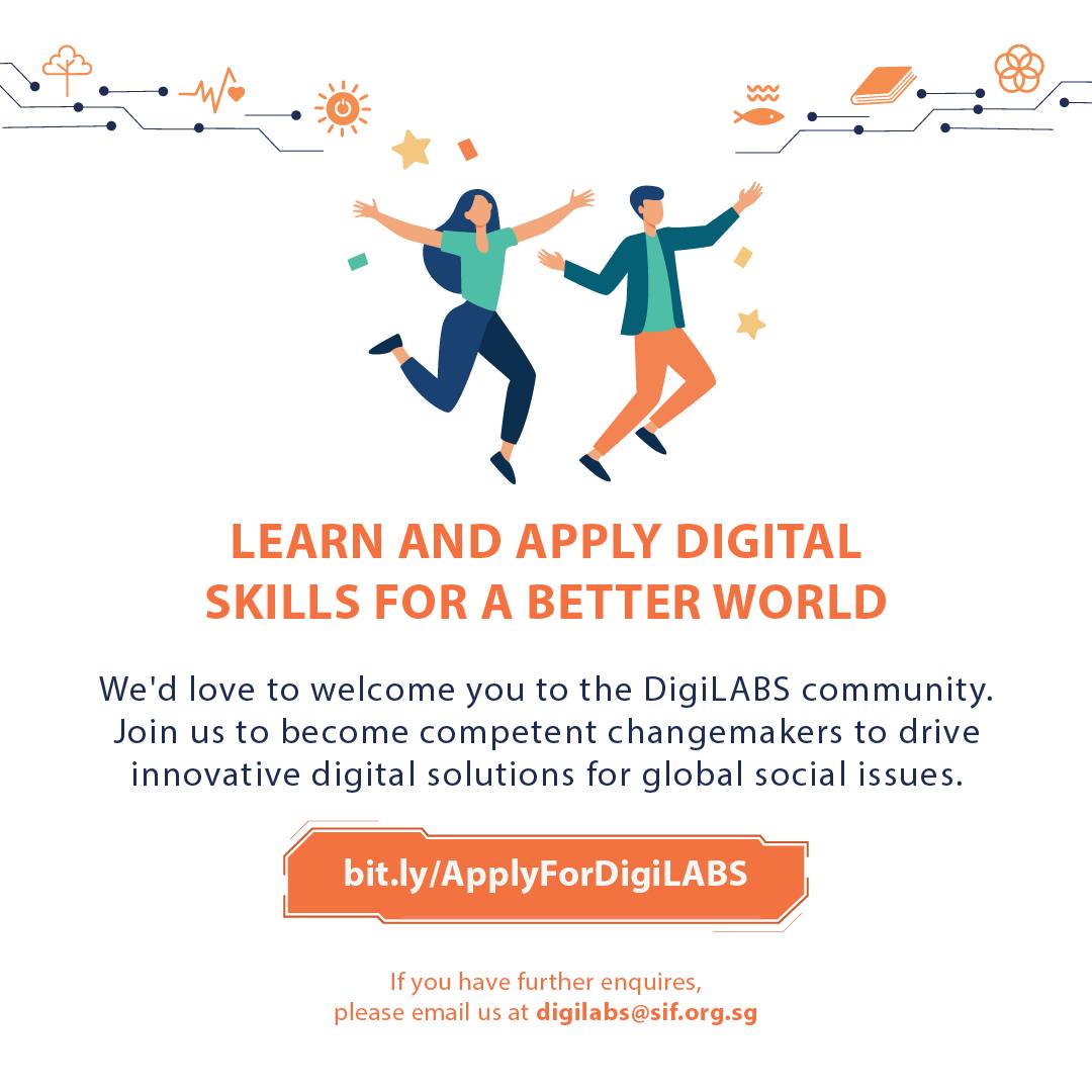 Want to upskill yourself digitally AND effect positive change? Sign up for our DigiLABS programme today! DigiLABs aims to upskill and prepare youths and working professionals for the digital economy. Learn more and apply via: bit.ly/ApplyForDigiLA…