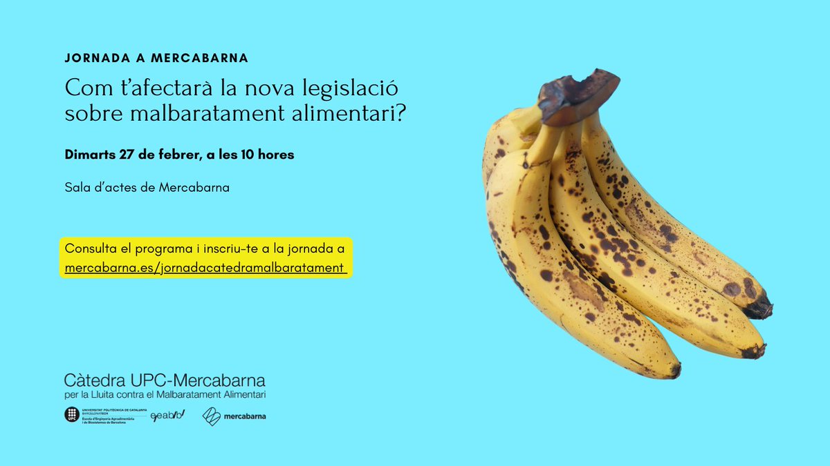 📑El <a href="/djamel1684/">Djamel Rahmani</a> i el Chema Gil participen en la nova jornada de <a href="/Mercabarna_mb/">Mercabarna</a> sobre el #malbaratament alimentari

👥Presentaran la sinopsi de la #CàtedraUPCMercabarna entre 2021 i 2023

📆27/02 a les 10h

📍Sala d’Actes de Mercabarna

Inscripcions: mercabarna.es/responsabilita…