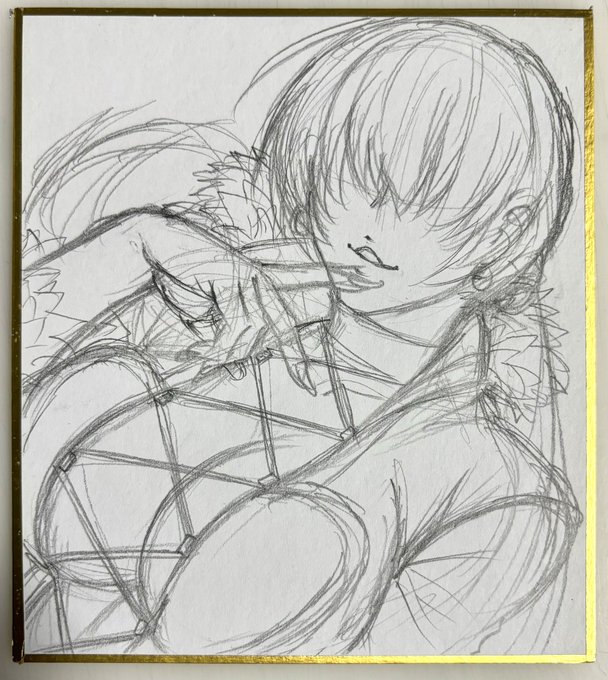 描き足りないなーと思ってまたミニ色紙描いてる。KOFキャラ。 