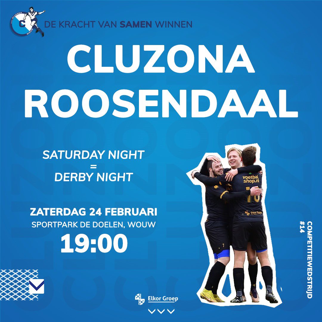 Zaterdagavond de derby tegen Roosendaal!