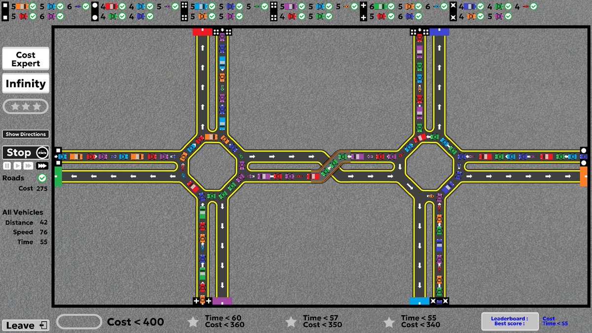 tigerauge0's tweet photo. [steam][RoadEngineer] だんだん難しくなってきてる。できるだけ長い道を敷け(交差含めて)という問題があったり、多大な交通量をさばくために交通容量を増やしたり。 #RoadEngineer https://t.co/PlwZXzNcVx