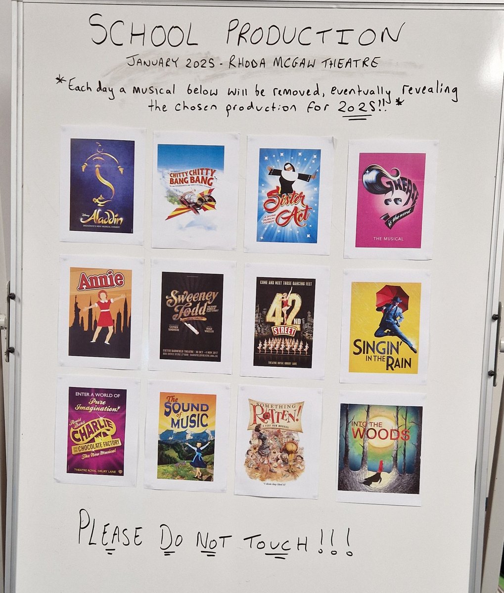 📢 SCHOOL PRODUCTION 2025 REVEAL 📢

Every day a poster will be removed, eventually revealing next year's Main School Production! 

❌️ 42nd Street is the first one to go....! 

What do you think it might be......?! 🤔 

#SchoolProduction2025 #MusicalTheatre