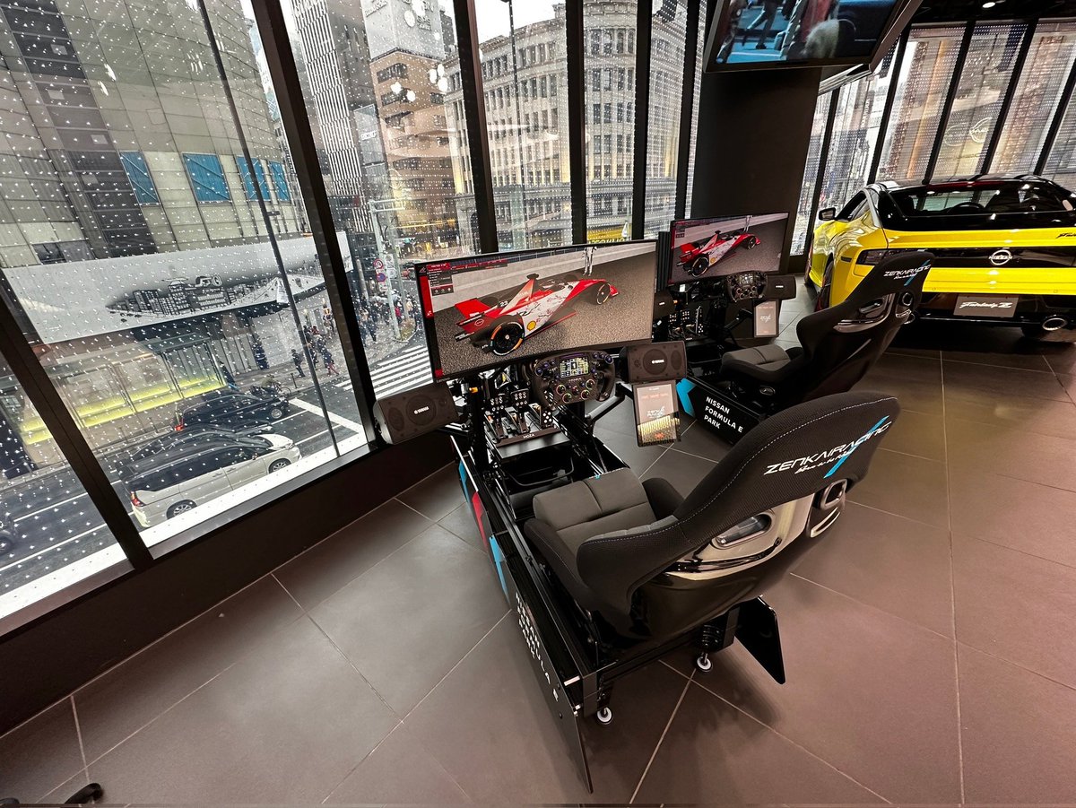 zenkairacing_jp's tweet photo. 【イベント出展情報】
明日2/23より、東京・銀座のNISSAN CROSSINGにて開催される『NISSAN FORMULA E PARK』に、《フォーミュラE レーシングシミュレーター》としてZENKAIRACINGシミュレーターを体験試乗頂けます！

https://t.co/SHVGbT4sz3

フォーミュラEの走りと、ZENKAIRACINGシミュレーターの没入感を是非ご体験下さい！
#ZENKAIRACING
#NISSANCROSSING
#FormulaE 
#フォーミュラE
#銀座