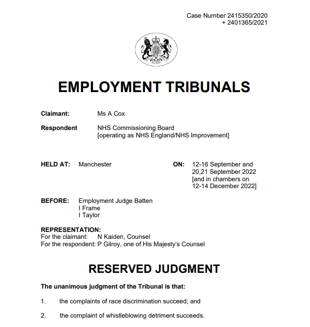 parthaskar's tweet photo. 1 year ago, yesterday?
@clearmind67 won her race discrimination case against @NHSEngland
Since then?
There are no #WRES or #MWRES leads in the NHS
No work tackling accountability
No mention of work- see @WRES_team account
Some of you are being shy pointing that out
I am not https://t.co/Ihv7hLdRhy