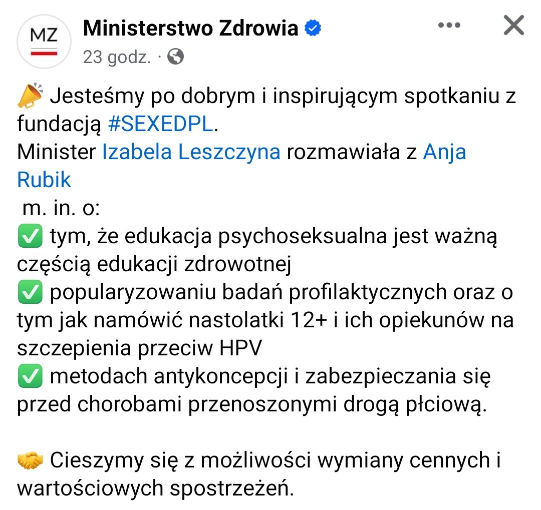 Anja Rubik jako ekspertka od zdrowia w nowym powyborczym @MZ_GOV_PL doradza nowej powyborczej ministrze (ministrzycy?🤔), jak namówić dziewczynki na szczepienie HPV.🥳 - Mamo, ja chcę szczepienie HPV! - Po co? - Nie wiem, ale pani w TVN mówiła, że to fajne.🥳 🤡