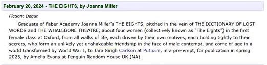 JoannaMAuthor's tweet photo. Exciting news! THE EIGHTS are going to the States! I am thrilled. A huge thank you to Tara Singh Carlson at @PutnamBooks 🙏🏻🇺🇸 https://t.co/Z77rnzhzeU