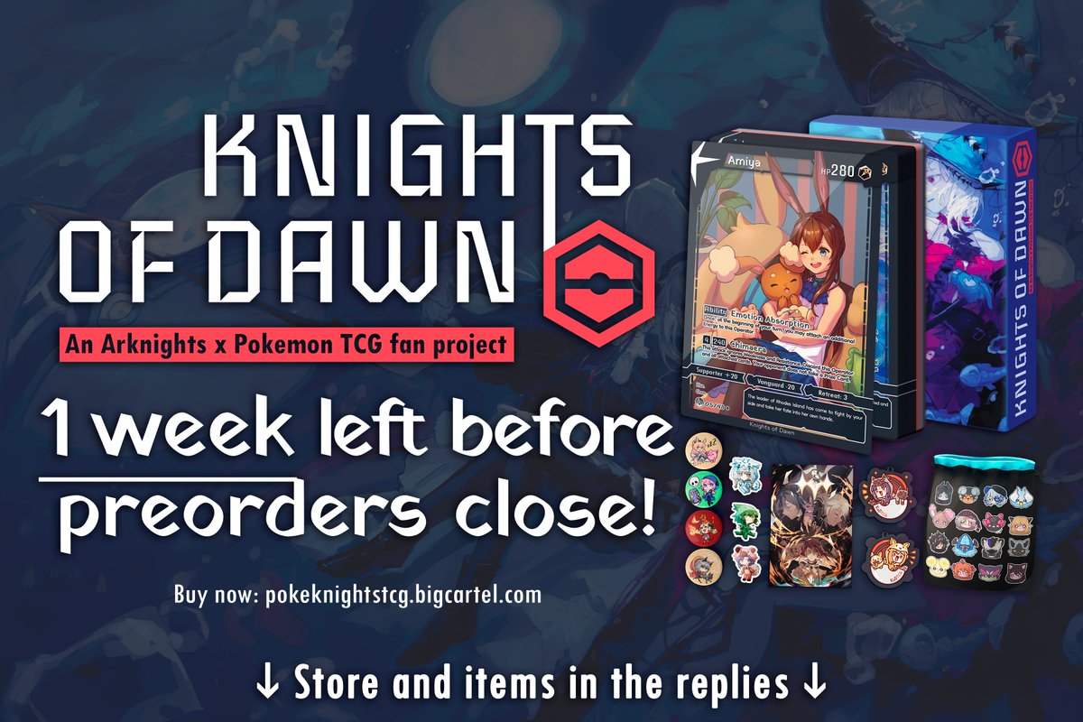 pokeknights_tcg's tweet photo. Just one more week to grab yourself a set of these amazing cards! We're close to our final stretch goal, and I know you don't want to miss out, Doctors!

#arknights #明日方舟 https://t.co/SFitBuoZA9