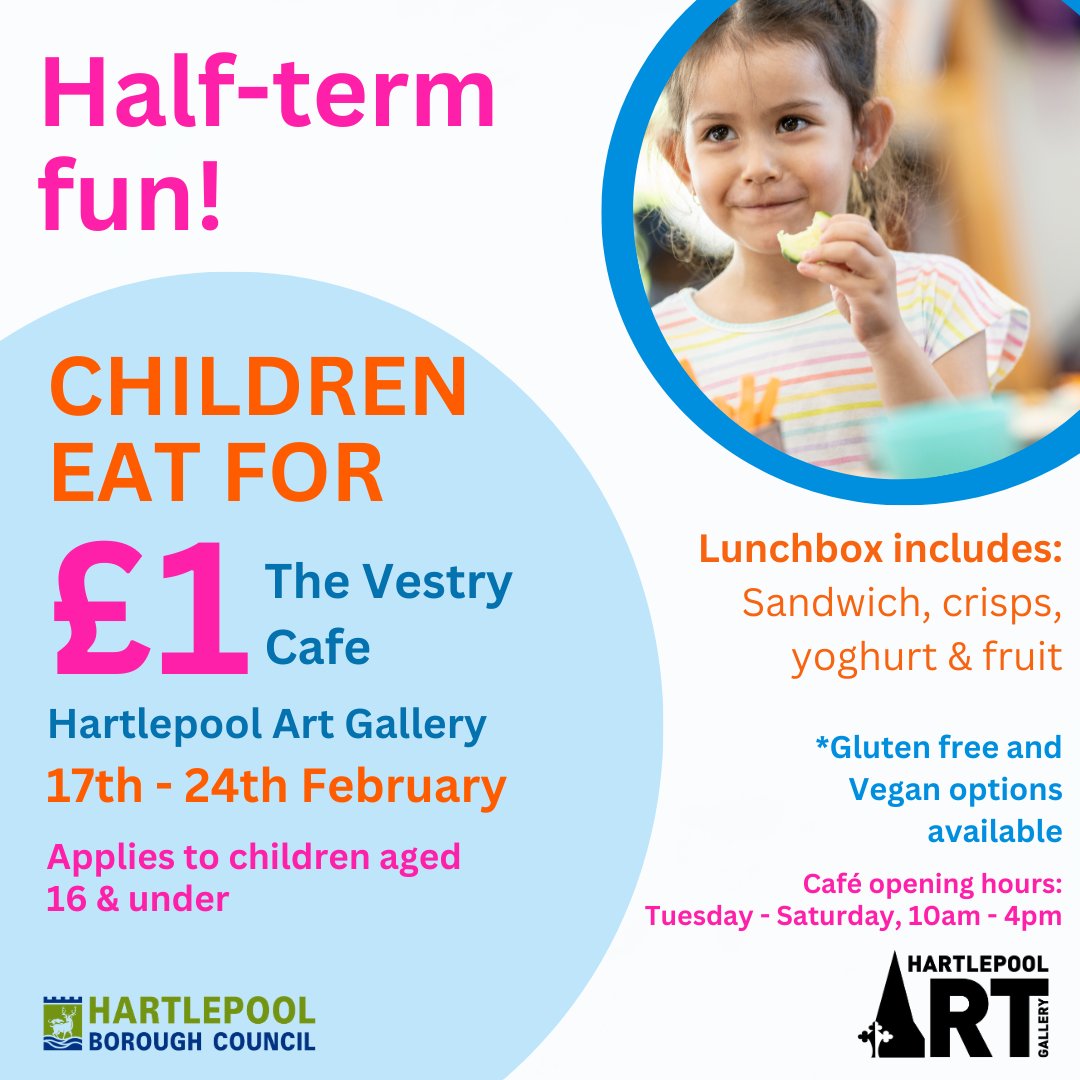 Have fun this half-term at Hartlepool Art Gallery where children eat for just £1!