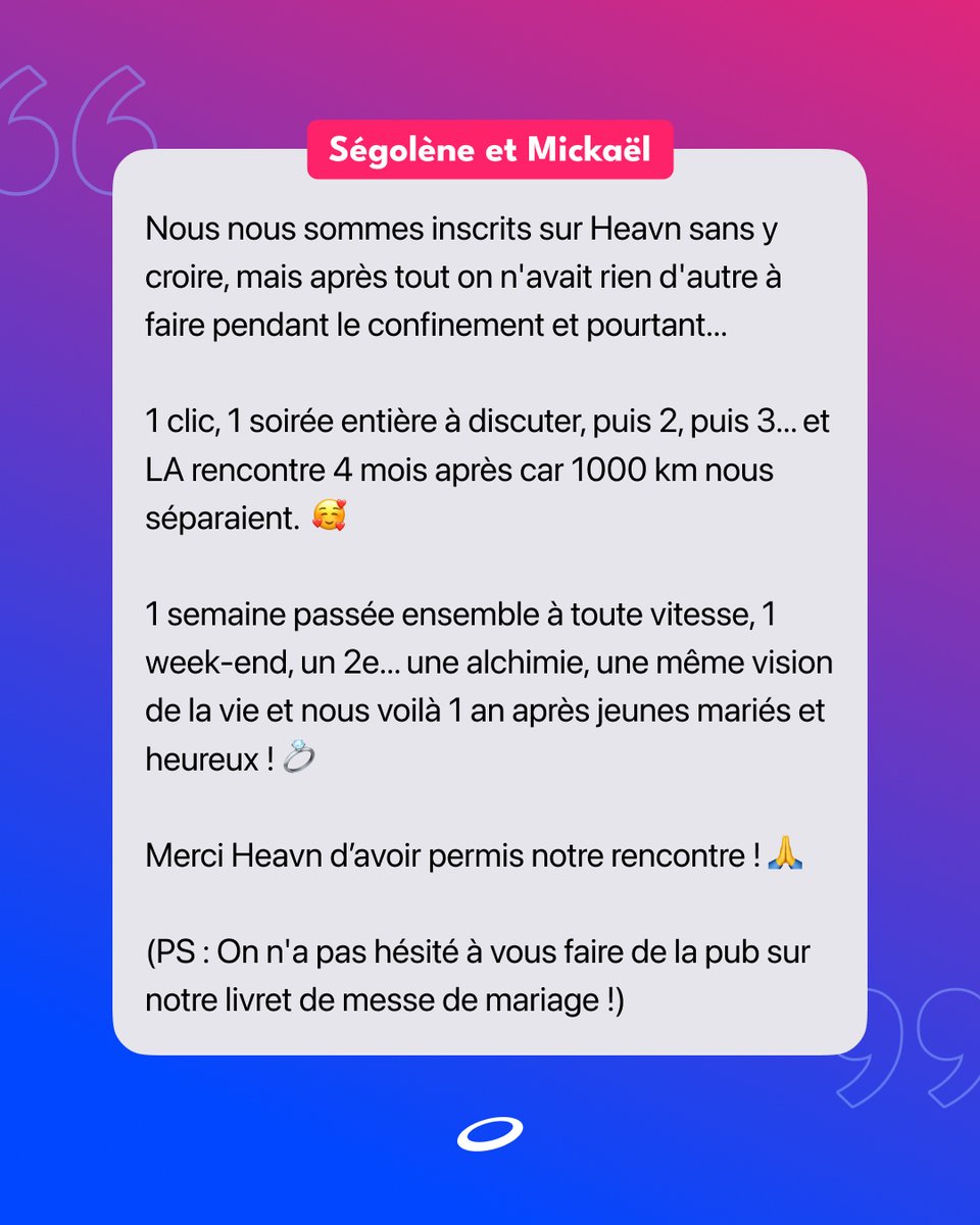 heavnapp's tweet photo. Heavn permet des miracles ! ✨ Félicitations à Mickaël et Ségolène pour leur beau mariage !💍💙
#heavn #slowdating #lovetech #amour #datingapp #rencontreschrétiennes #appderencontres #sitederencontre #mariage https://t.co/lglK8hRNKw