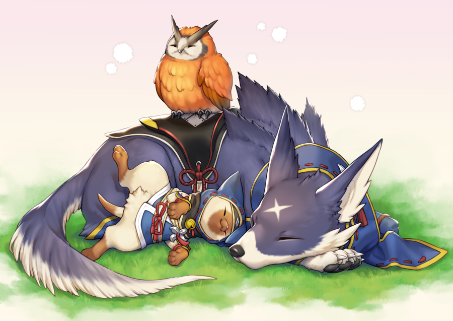 ガルクとアイルー🐾 (再掲)
←初対面 
→出会いから半年後
#猫の日 