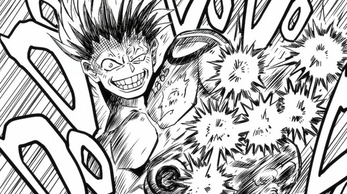 #アンデラ 19話「劇中漫画原稿」作画でのドジ話を一つ画像のシーン、最初は銃撃音を原作(読切)そのままにカタカナで仕上げました。暫くして制作部の担当さんから連絡が「すみません、この世界は日本語が使われていない設定なので…」で、ですよねーッスンマセンっ勿論すぐ直しました 