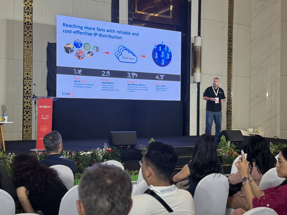 sportelmonaco's tweet photo. @i3D_net and @LiveU took the stage today and delivered innovative presentations about IP video solutions &amp; production and online gaming in sports
#onlyatsportel https://t.co/bzflyO9AHe