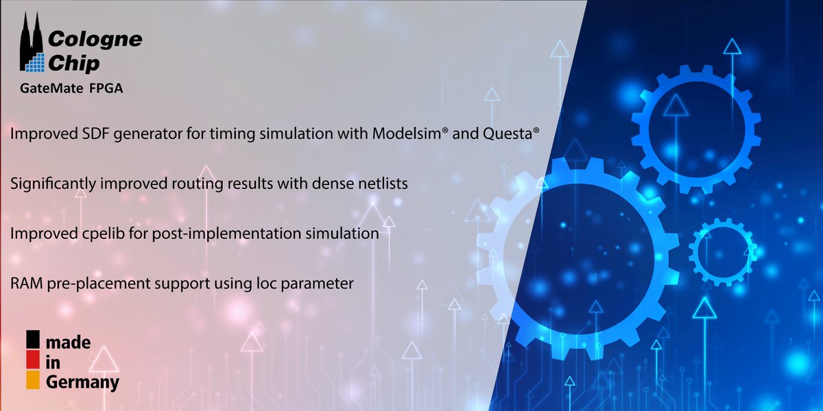 The latest update to the GateMate FPGA Toolchain brings promising enhancements to your development process. Not only performance improvements, it also enables new features.

This is a significant upgrade for anyone developing with GateMate FPGAs!