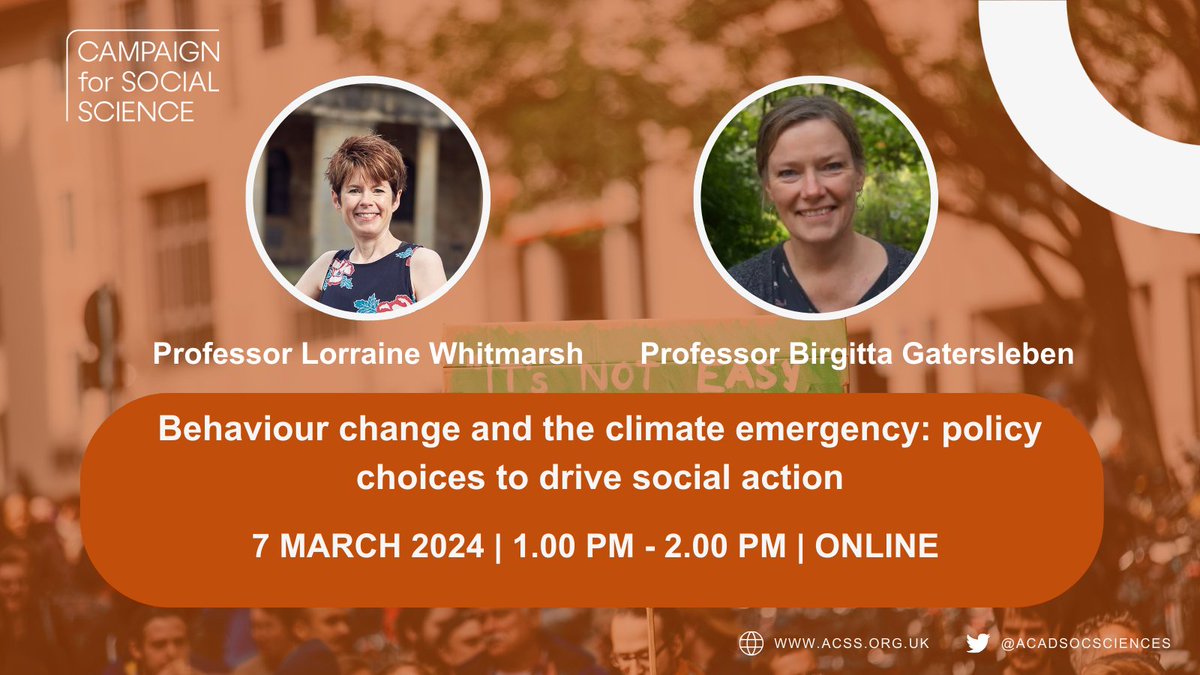 Only three weeks to go until our free #Election24 webinar with @_ACCESSnetwork. The discussion will see @lwhitmarsh and @BGatersleben (Chair) discuss designing policy for engaging the public in effective climate action. Register now ➡️ us06web.zoom.us/webinar/regist…