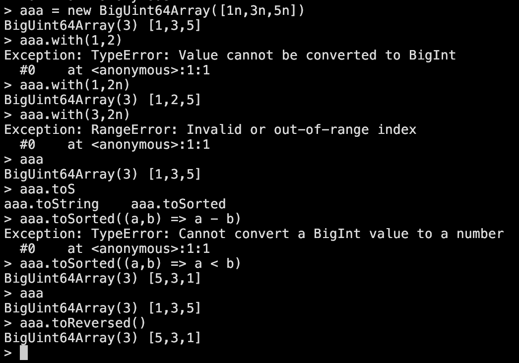 ClassicOldSong's tweet photo. `%TypedArray%.prototype.with`, `.toReversed`, `.toSorted` are now implemented in #ResonanceJS https://t.co/lctkDml3U0