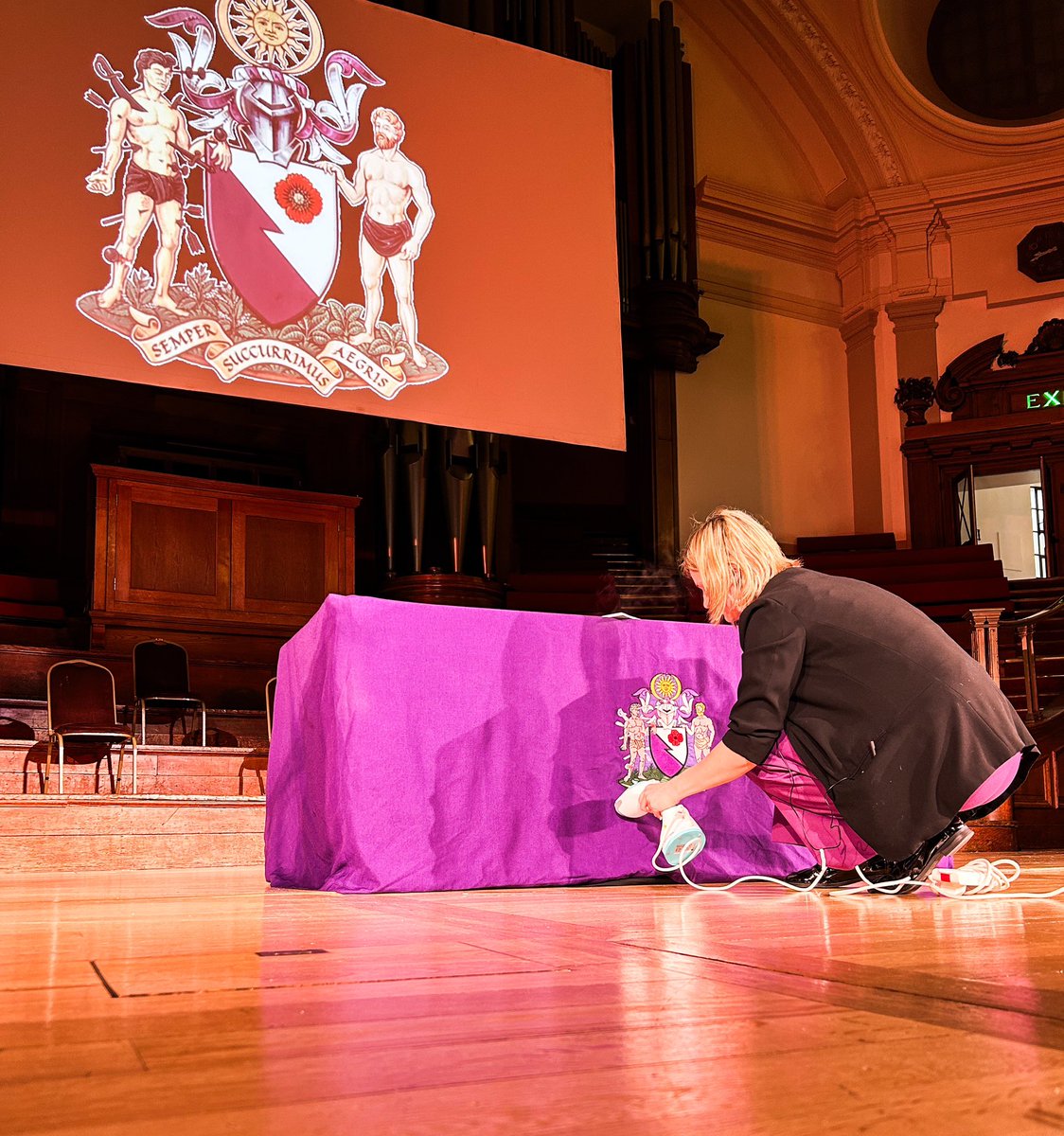 🎓🎓IT’S DIPLOMA DAY!! 🎓🎓 Last-minute preparation happening here at @CH_Venues making sure we’re looking our purple best to welcome our graduands, medal winners and their guests on this special day! #RCEMDiploma