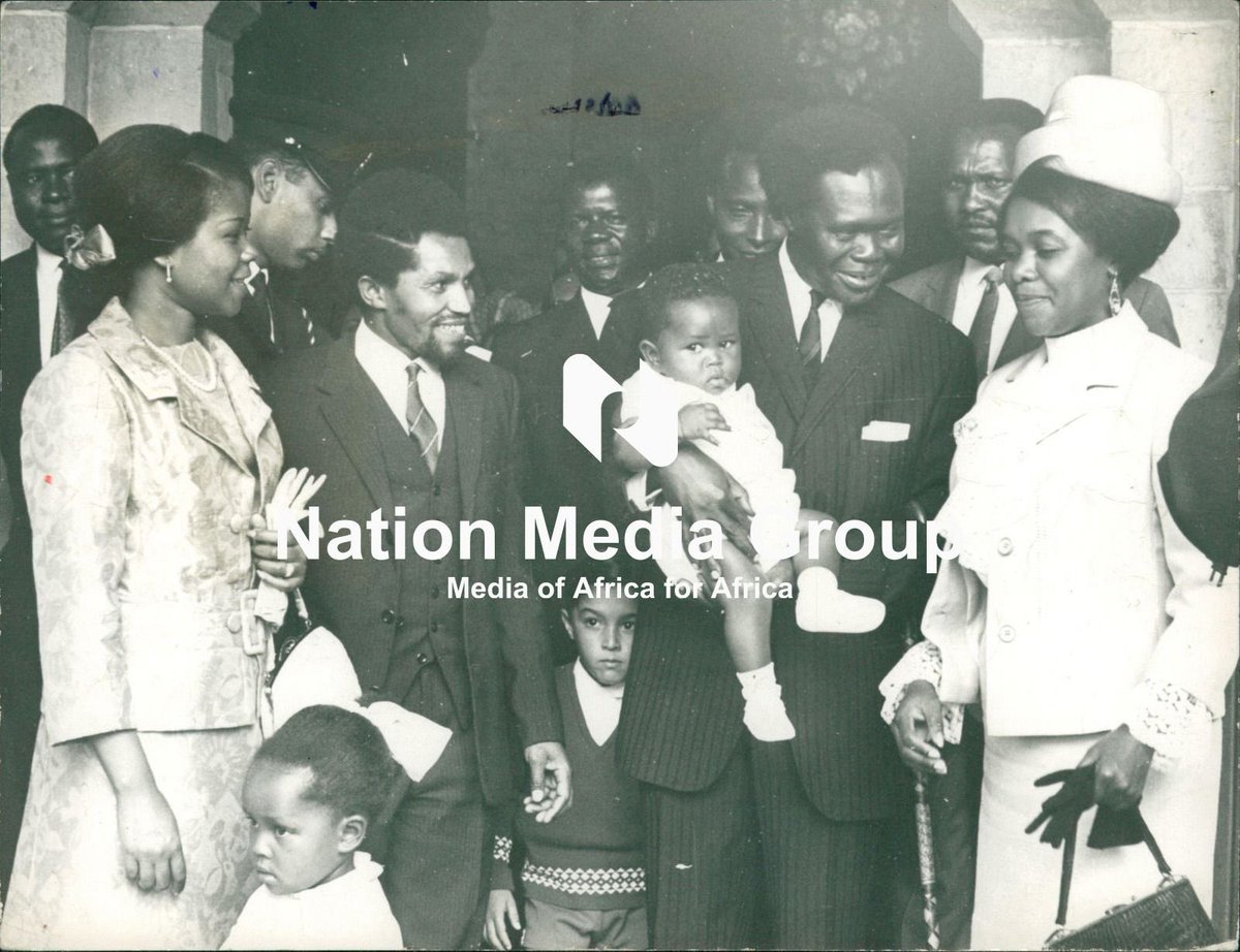 February 22, 1971: The wife of Uganda’s deposed President Apollo Milton Obote lands at Wilson Airport, Nairobi, without fanfare. Mrs Maria Obote (right) and her three children were received by Mrs Winfred Nyiva Mwendwa(left), the wife of Kenya’s Chief Justice Kitili Mwendwa