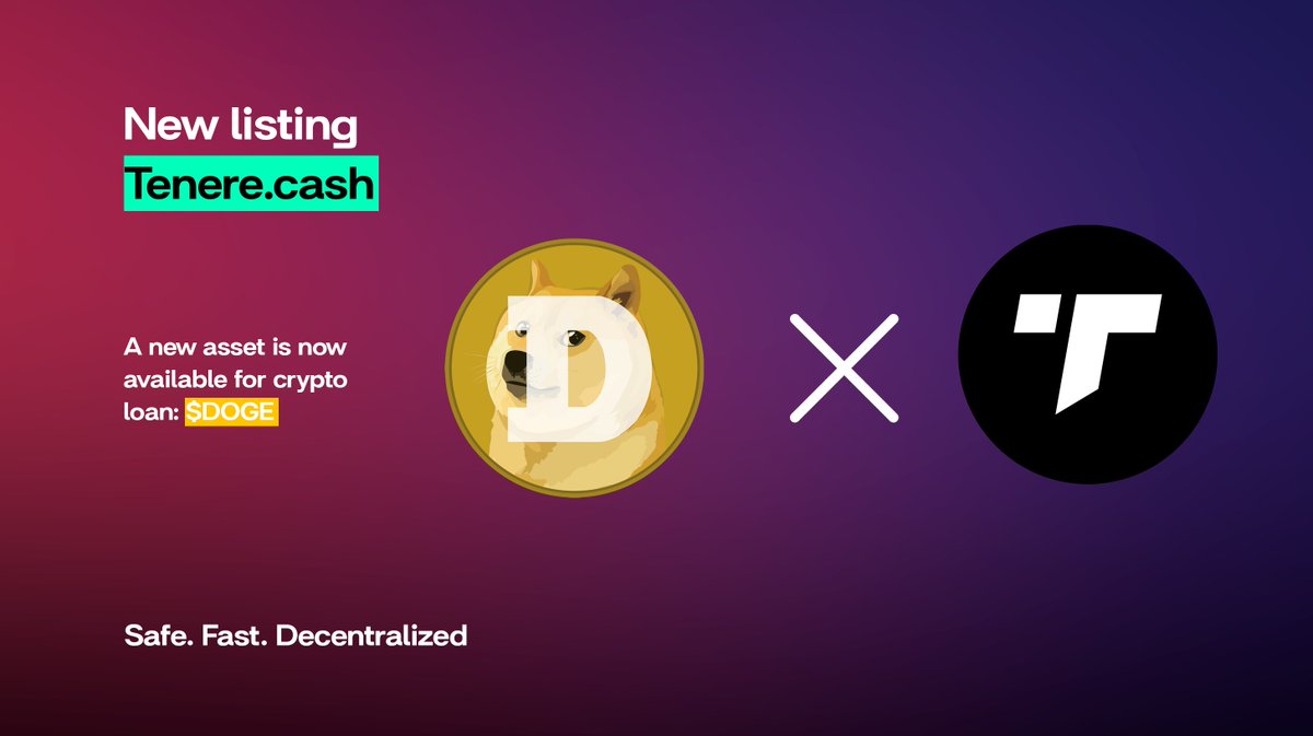 New Listing on Tenere.cash! We are thrilled to announce that we now accept the #1 meme coin $DOGE as collateral for #USDT crypto loans

$Tenere crypto loan is a fully decentralized, automated service for providing USDT loans secured by crypto collateral.

<a href="/dogecoin/">Dogecoin</a>