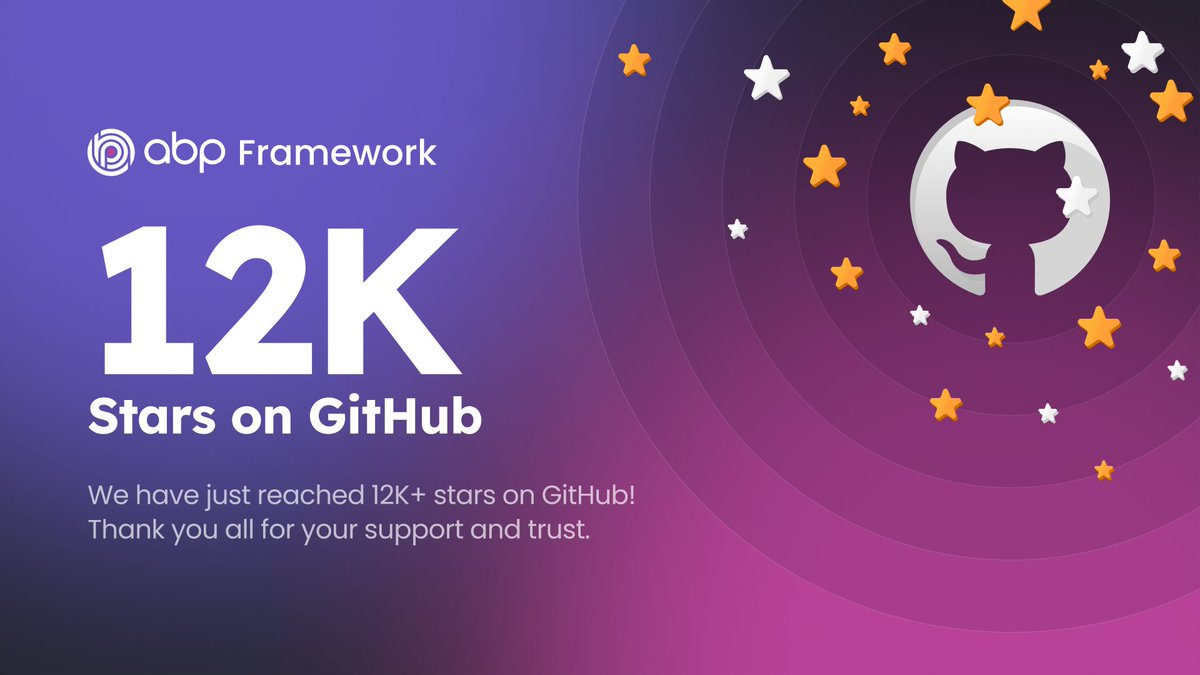 🥁🌟#ABPFramework just hit 12K STARS on #GitHub! Join the ever-growing community: github.com/abpframework/a… #abpio #abpframework #abpcommunity #GitHubStars