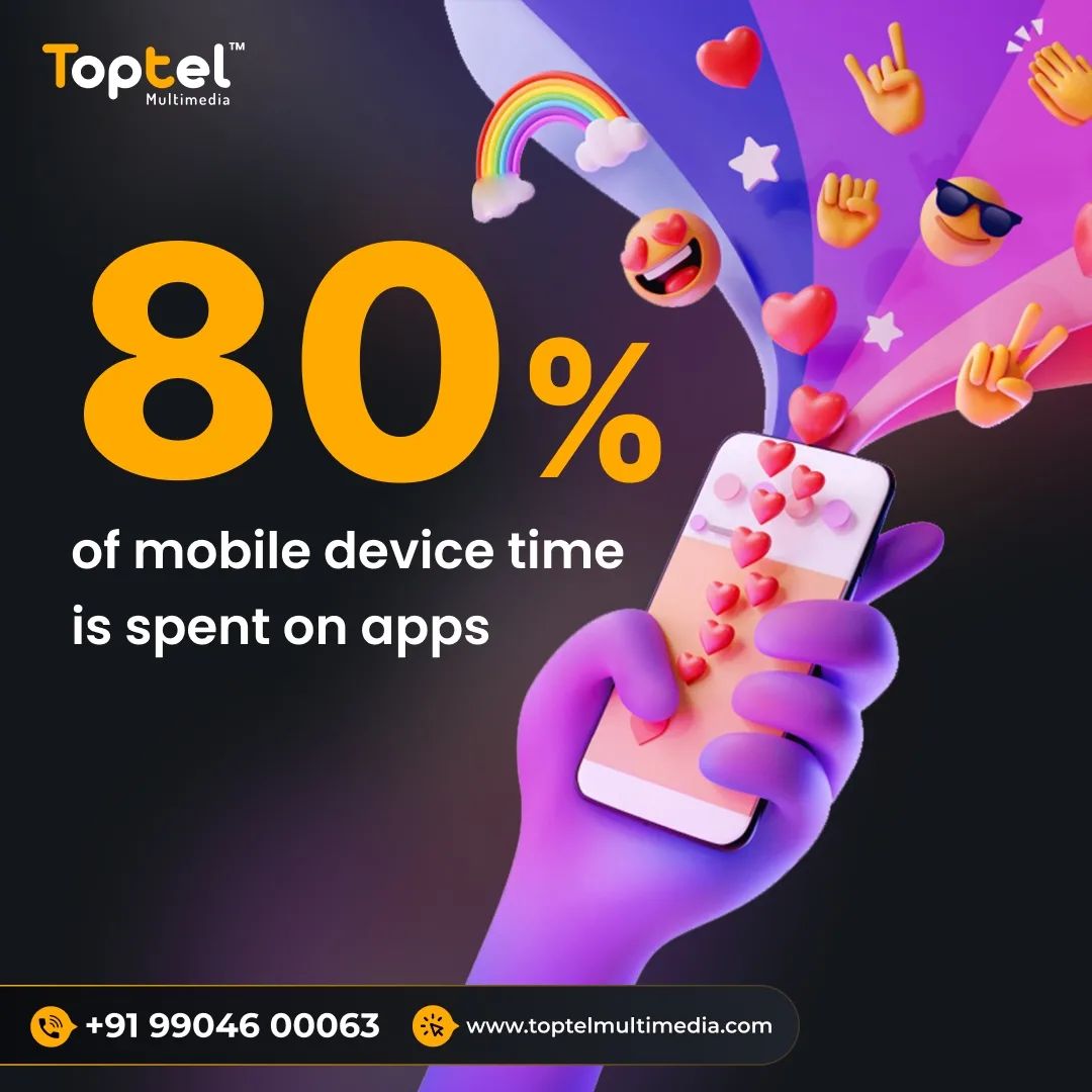 80% of mobile device time is spent on apps

#toptelmultimedia #tme #toptel #multimediamarketing
#crasctech #digitalmarketing #SocialMediaEngagement #socialmediamarketing #didyouknowfacts #socialmediamarketingtips #socialmediaexpert #socialmediastrategies