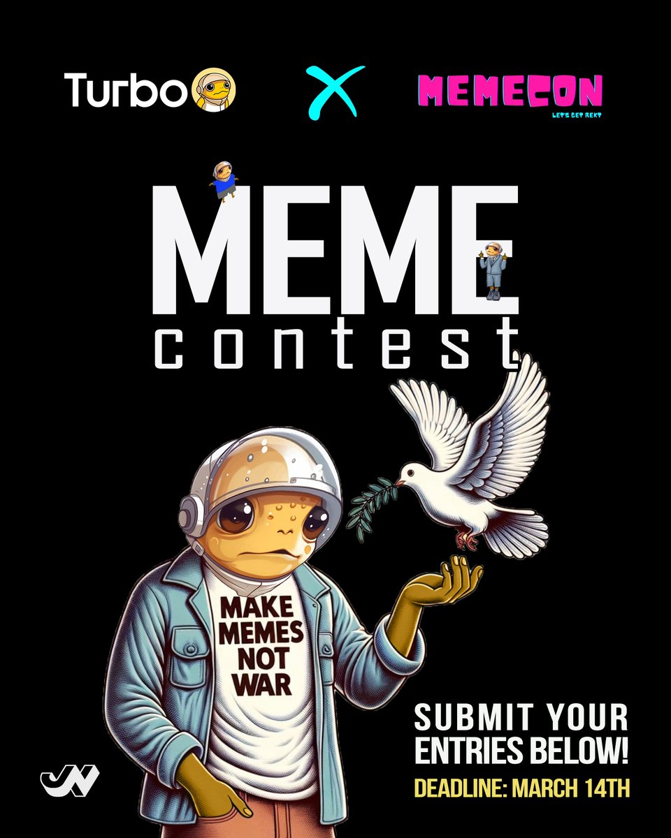 🐸 MEME Contest 🐸
Hosted by $Turbo x @memecon_lol

Submit your entires below or on @Joynxyz
until 👉 March 14th 👈
w/ a chance to win prizes 🥳

🥇 1 ticket to MemeCon 2024 at <a href="/NFCsummit/">NFC SUMMIT - JUNE 4-6 2026 - LISBON</a> + YOUR meme showcased on our websites
🥈 artwork 'Optimus Turbo Prime'
🥉 <a href="/RiBTnft/">RiBT 🐸</a> NFT

GL🍀