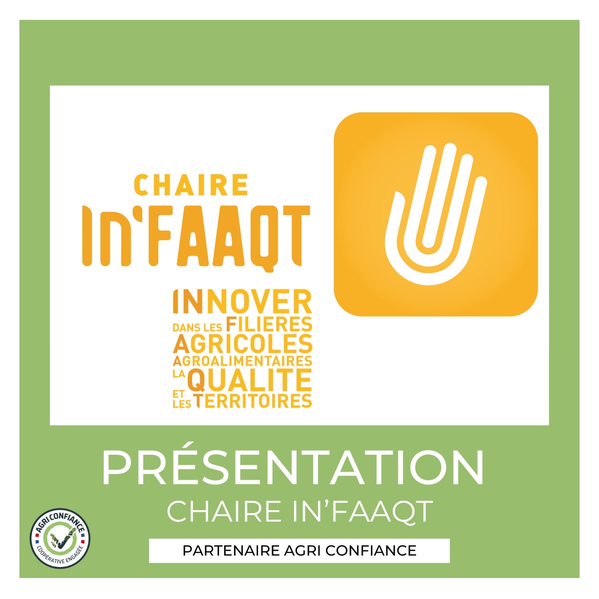 Découvrez In’Faaqt, chaire fondée en 2018 par des écoles d’ingénieurs agri-agro, dédiée à la qualification des produits agricoles. Agri Confiance y participe depuis 2 ans. Notre conférence de presse commune de novembre 2022: youtube.com/watchv=TaucTg5… ou infaaqt.com 🌱