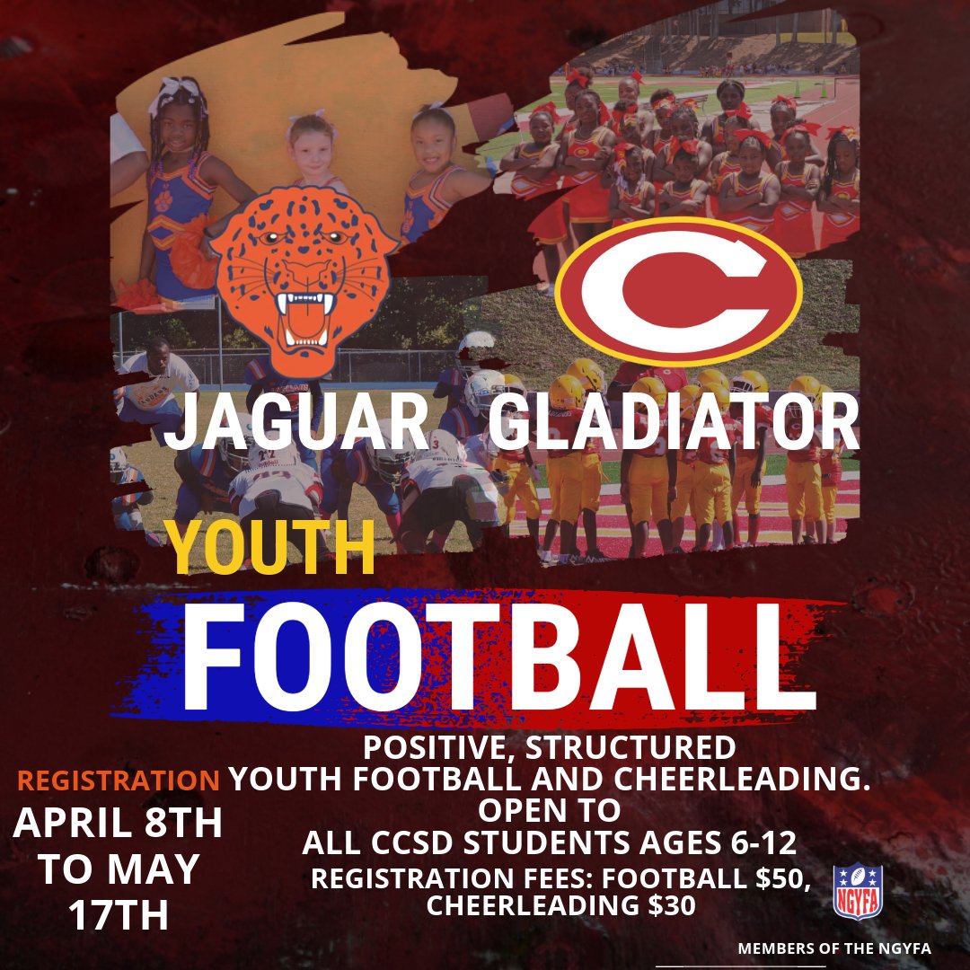🚨COMING SOON 🚨 It's almost time to register your future Jag or Glad for Youth Football and Cheerleading! We are excited to open registration on April 8th! More to come!