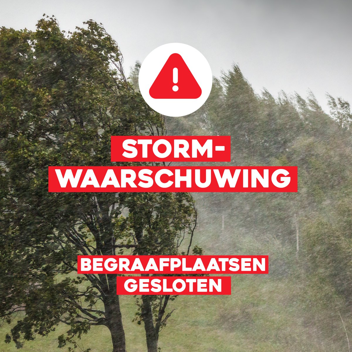 Door de hevige rukwinden worden de begraafplaatsen van de Stad Brussel (Evere, Laken, Neder-Over-Heembeek en Haren) gesloten op donderdag 22 februari vanaf 15u. De kerkhoven gaan weer open op vrijdag 23 februari als er geen gevaarlijke situatie wordt vastgesteld.