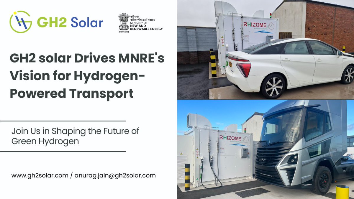 Join Us in Shaping the Future of Green Hydrogen in Transportation!
 
In line with the Ministry of New and Renewable Energy's latest guidelines, GH2 Solar invites collaboration for pioneering pilot projects on green hydrogen in the transport sector.

#collaborationopportunities