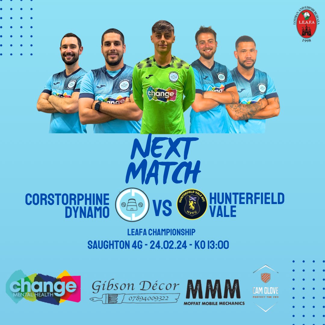 AMS|

Next up we play Hunterfield Vale in the <a href="/LeafaOfficial/">Official_LEAFA</a> Championship

📆 - 24/02/24
🗺️ -Saughton 4G
⏰ - 13:00 KO