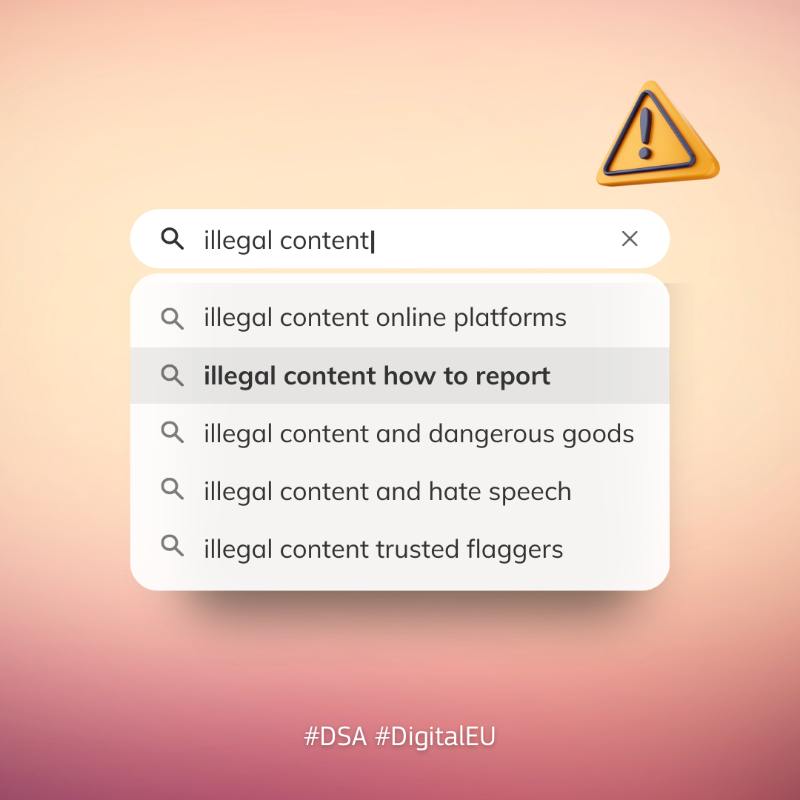 DigitalEU's tweet photo. 🔎 Search no further!

⚠️ With the #DigitalServicesAct it is easier to report illegal or dangerous content, goods and services online and identify sellers.

Find out more on the #DSA ↓