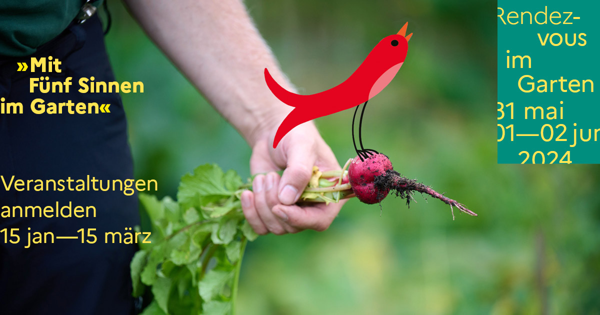 Aufruf und Presseinfo. Bis zum 15. März Veranstaltungen anmelden für Rendezvous im Garten, europaweite #Gartenaktionstage und #Gartenfestival. Motto »Mit Fünf Sinnen im Garten«. Sehen, riechen, schmecken, fühlen sind der Fokus 2024. #getoutside  Alle Infos rendezvousimgarten.de