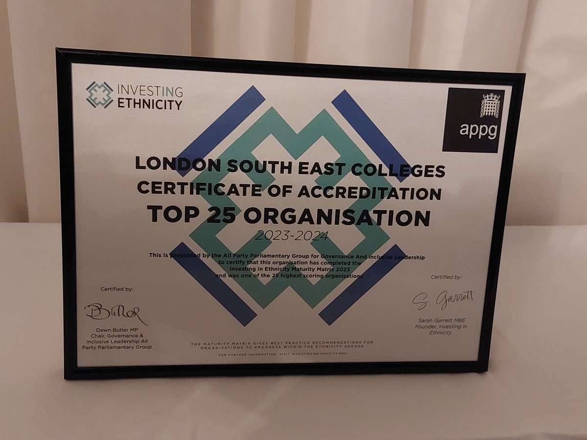 LSEColleges's tweet photo. London South East Colleges has been recognised as an ‘exemplary employer’ for the second year running by Investing in Ethnicity - an organisation set up to encourage a stronger focus on the ethnicity agenda in workplaces. 💪
https://t.co/m8yTDgY2VC
#LSEC https://t.co/XZ209W5fvo