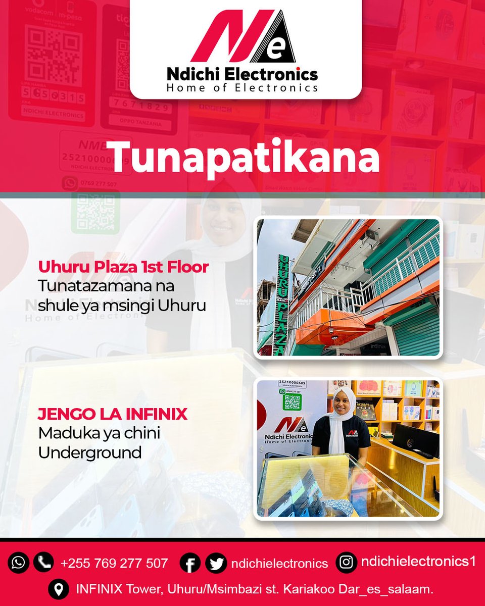 Ndichielectron's tweet photo. Tupo wazi maduka yote mpaka saa 2 usiku, jumapili tupo wazi mpaka saa 12 https://t.co/ewyqRgaxE1