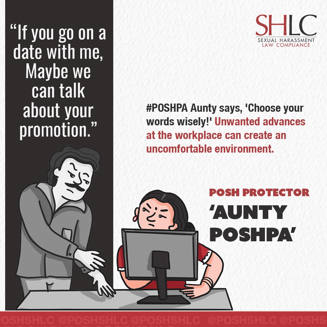 'You do me a favour; I'll do one for you.' Be wary of favours that come with innuendos.
#POSHPA Aunty reminds us to maintain professionalism, steering clear of situations that might be misunderstood.

#WorkplaceIntegrity #ProfessionalEthics #POSH