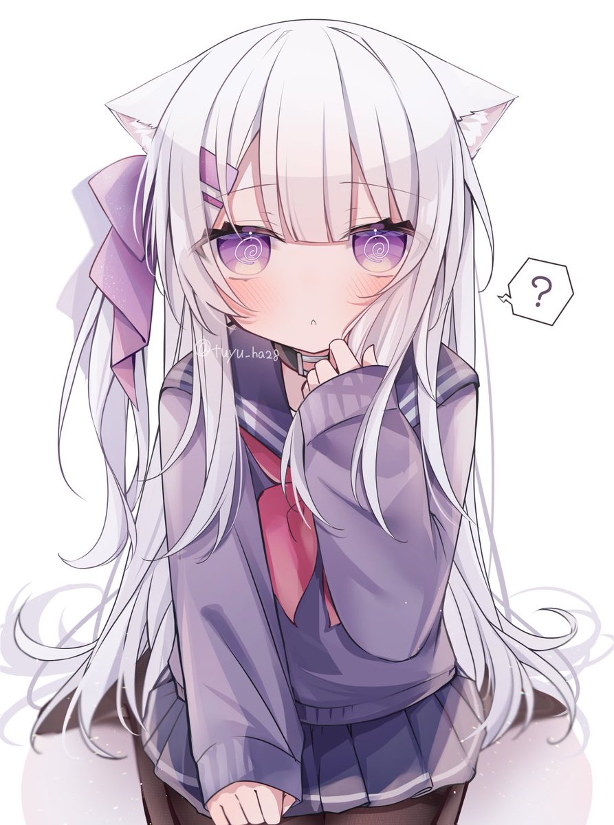 1girl animal ears pantyhose ? solo long hair sleeves past wrists  illustration images