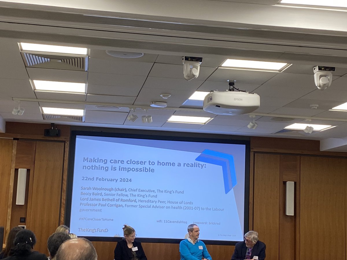 At <a href="/kingsfund/">The King's Fund</a> with for its launch of #KFCareCloserToHome report. Central proposition is the need for a new vision, a point Paul Corrigan reinforces by saying we need a new covenant around NHS.