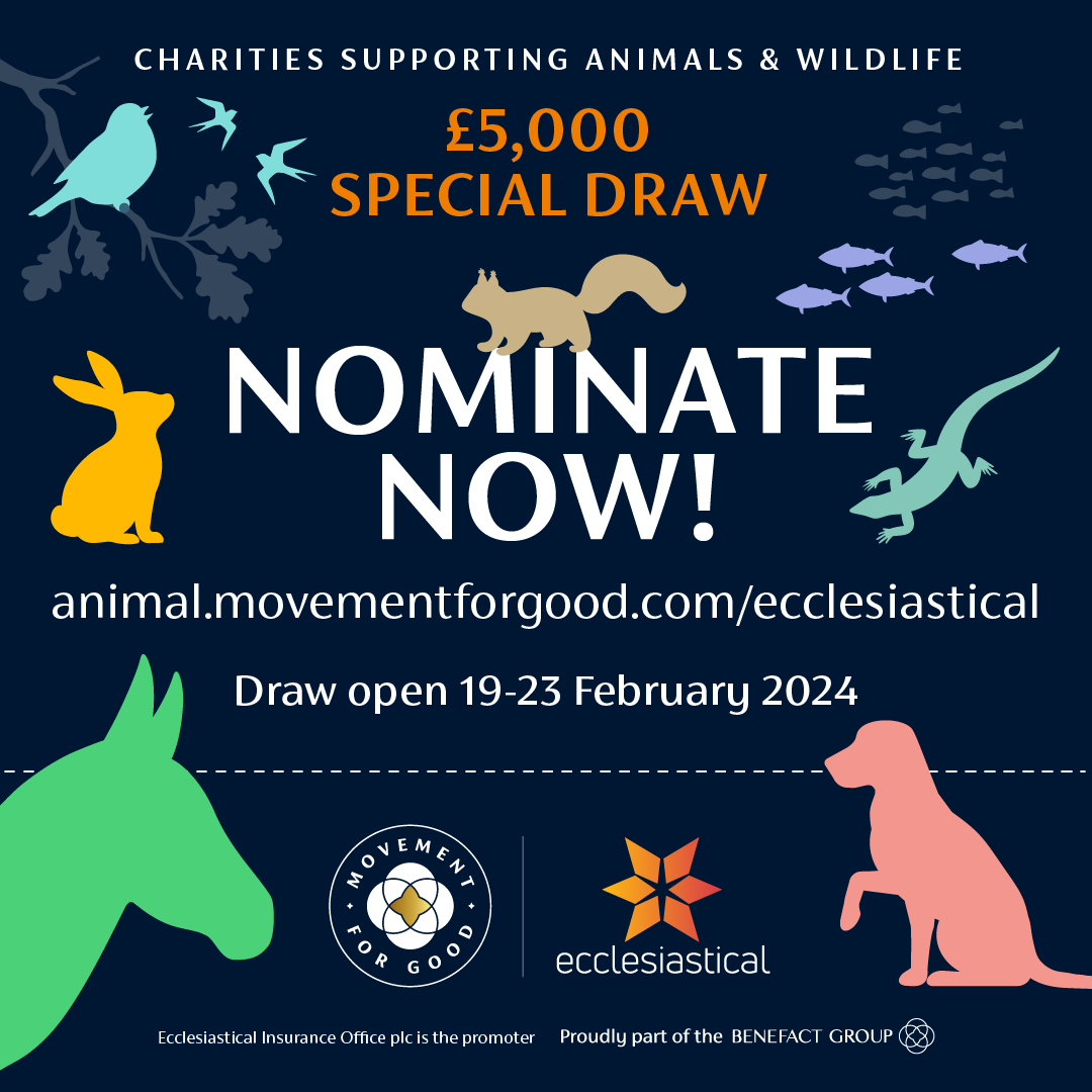 Last year @benefactgroup awarded £200,000 to 40 charities through their special draws, and we’re excited to share that they’re back this year! Starting with animals & wildlife, nominate a charity in the special draw for a chance of winning £5,000: animal.movementforgood.com/ecclesiastical