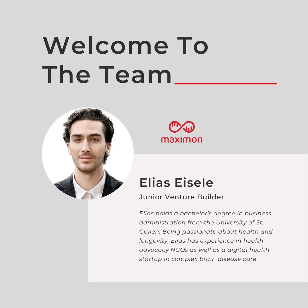 Maximon welcomes @EliasEisele as our newest addition to the team! 🌟 With a bachelor's degree in business administration from the University of St. Gallen and a keen interest in health and longevity, Elias brings valuable experience from health advocacy NGOs and a digital health…