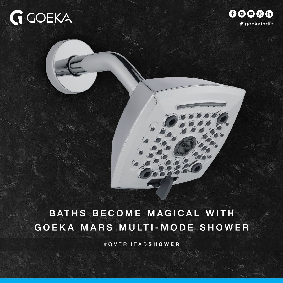 goekaindia's tweet photo. Make every bath magical and rejuvenating with the #Goeka Mars Shower’s multi-mode feature.

#goekabathessentials #goekaindia #bathproducts #overheadshower #faucet #shower #multiflow #bathroomaccessories #gofortheone #newdelhi #india #madeinindia #bathroom #bathroomdesign https://t.co/tIbn20fQ3R