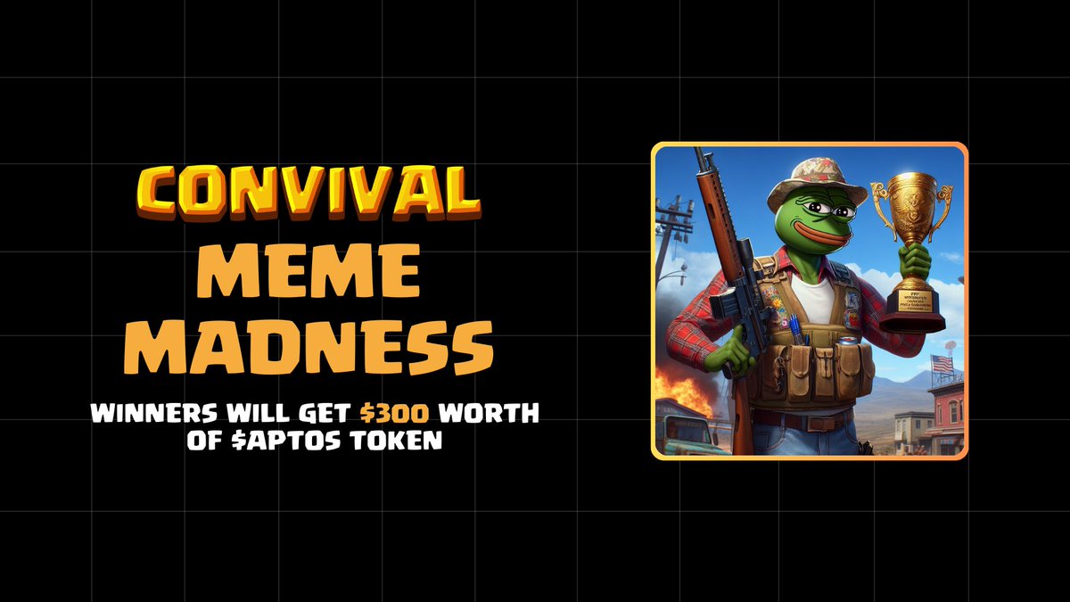 convival_io's tweet photo. 🎰 Calling All Creators: Join Convival Studio #MEMEContest Now 🚀 

🧧 Rewards : 

1️⃣ $300 Worth Of #APT Token
2️⃣ X35 Convival Rouge Team Selection 
3️⃣ 15X more lucky winners will get “Convival Early Birds NFT”

🎴Media Kit: https://t.co/kslsc2wfQY

⏰ Time:
   Start: 12:00 FEB 22 (UTC)
   End:   12:00 FEB 29 (UTC)

Task🎓: 

➡️ Follow : https://t.co/wWygBPSqX2

➡️Join Group: https://t.co/3fwISvYpPB

➡️ Join Discord: https://t.co/Qc3eguGSwD

➡️ Post #Memes here & tag 3 friends 

 #MEMECONTEST #Memecompetition #Giveaway #Convival
