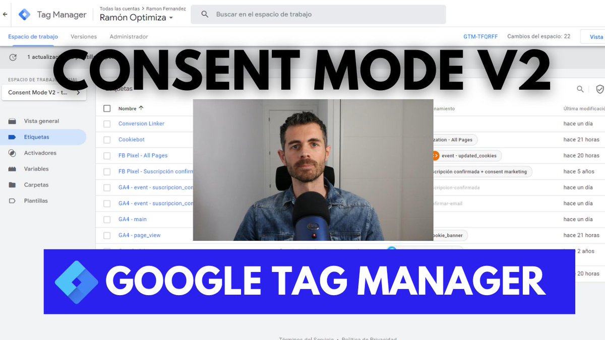 RamonOptimiza's tweet photo. ¿Todavía no tienes claro qué es el #ConsentModeV2 de Google? ¿Sabes que va a pasar a ser obligatorio para las etiquetas de Google en muy poco tiempo? En este vídeo te voy a explicar qué es el Consent Mode V2, cómo puedes configurarlo en #GoogleTagManager
https://t.co/DuUAZ92kcF https://t.co/4JdPjk8bb0