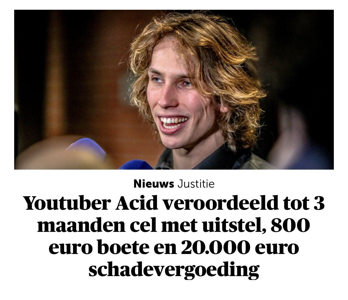 Iemand verkrachten? Da’s niet flink hè.

Een medestudent vermoorden? Volgende keer niet meer doen, hé! En een paar honderden euro’s boete.

Calling het gerecht out on their bullshit? HIER ACID BETAAL U MAAR BLAUW EN FUCK YOU MET UW YOUTUBE KANAAL