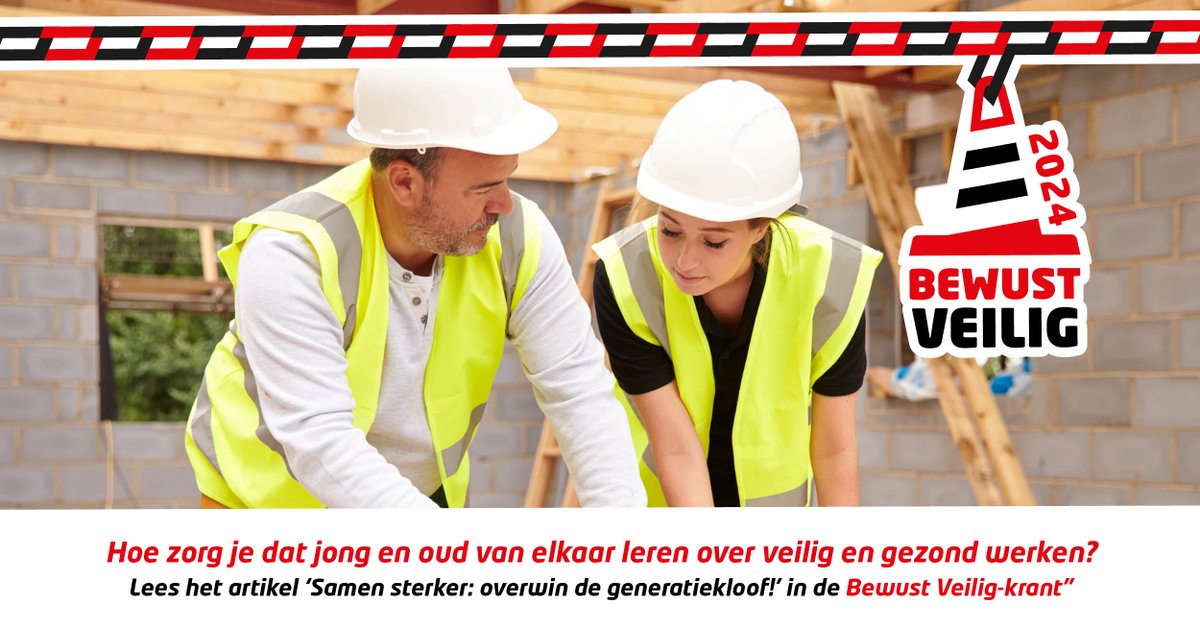 𝗢𝘃𝗲𝗿𝘄𝗶𝗻 𝗱𝗲 𝗴𝗲𝗻𝗲𝗿𝗮𝘁𝗶𝗲𝗸𝗹𝗼𝗼𝗳! 💪

Hoe zorg je dat jong en oud van elkaar leren over veilig en gezond werken? Dat lees je in het artikel 'Samen sterker: overwin de generatiekloof' in de Bewust Veilig-krant! Bekijk de hele krant via bewustveilig.com/krant/. 🗞
