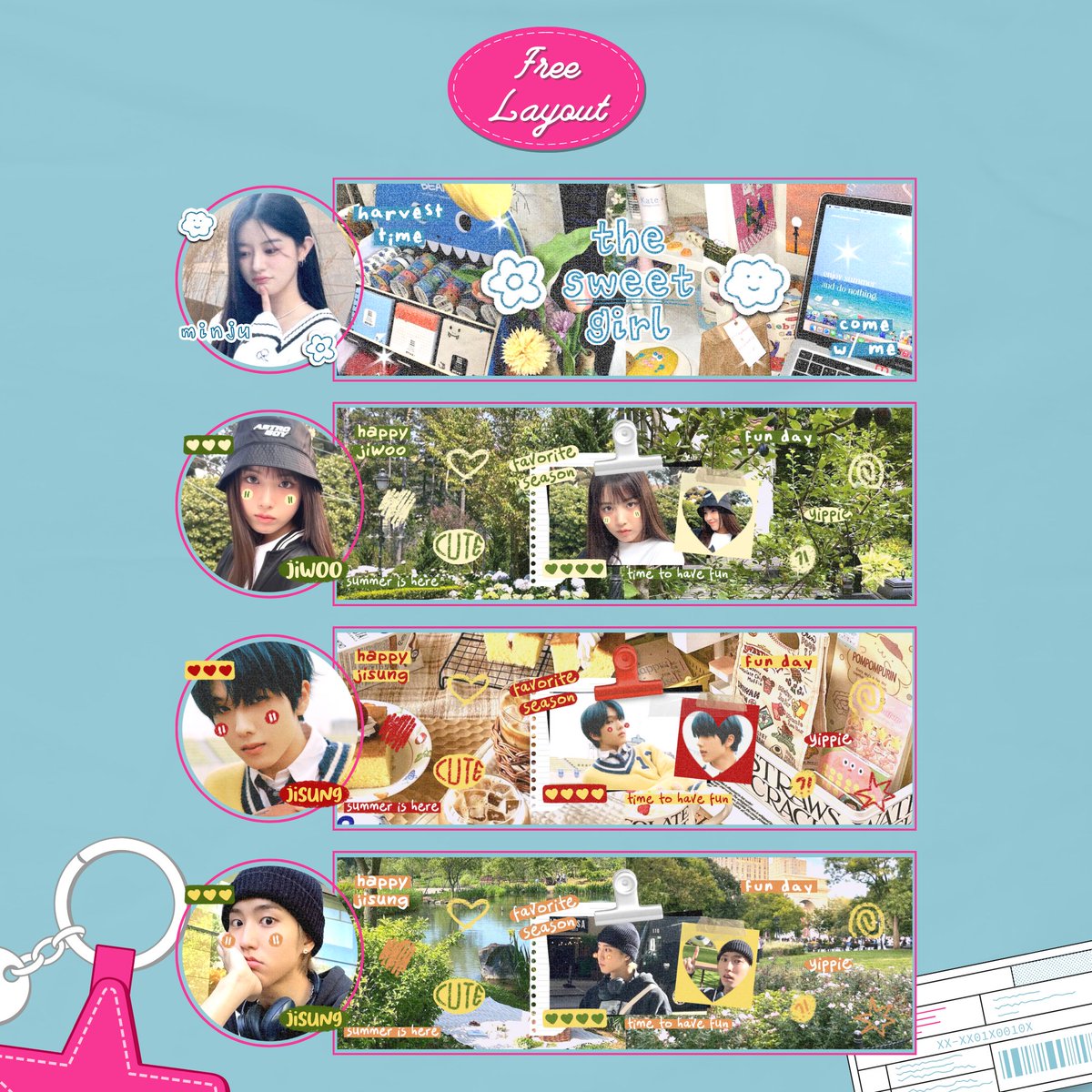 help rt please? dánke! 🩷

pretty people, aku bawa 9 FREE LAYOUT yang sudah disponsori kaa delilahhh @cobblycastle untuk merayakan harii lahir kaa eyinnn @tBIoom 😻❤️🎂🍓

🖍️ today, 22-02-24
🕰️ 20.05 WIB
📍by DM

scroll down to see the details‼️

#zonauang