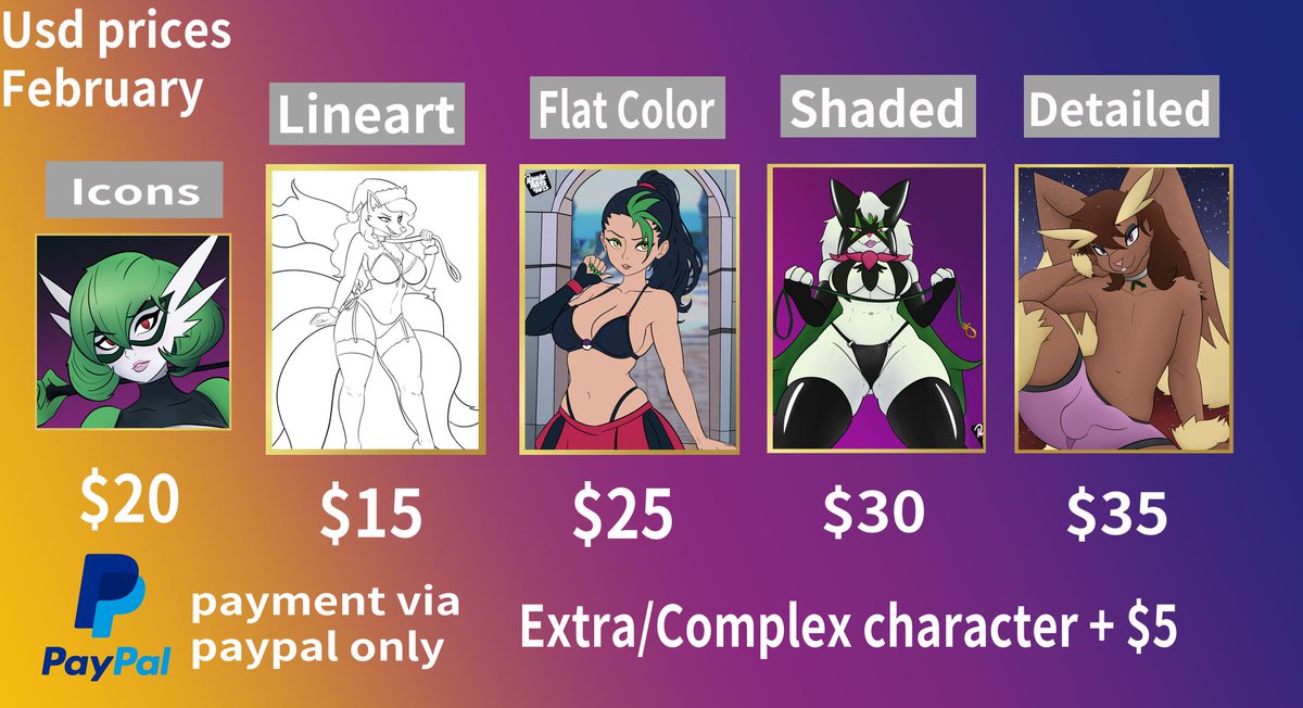 RhodeyArts's tweet photo. hello everyone! I leave you the commission prices for the remainder of February! If you are interested, you can contact me here or through my other networks to discuss the details! 
@AuralRhode (telegram)
Rhode#4373 (Discord)
 thank you for your time! 💖 https://t.co/a3mfcnoQDV