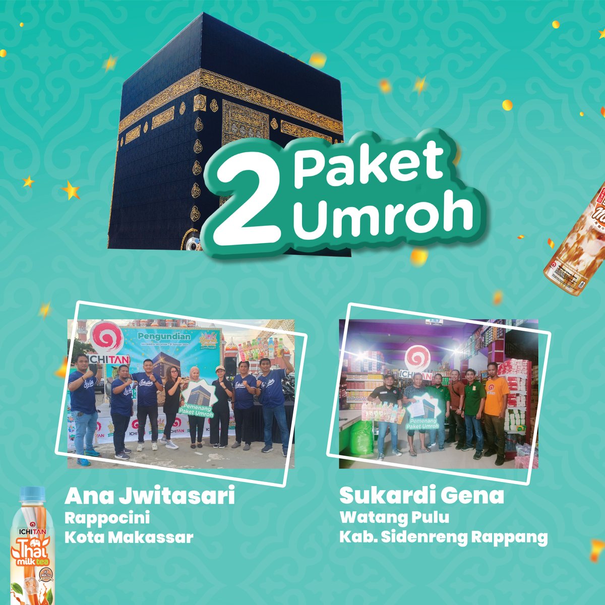 Ichitanindo's tweet photo. Hai Sahabat Ichitan, berikut daftar lengkap pemenang #IchitanUmrohImpian untuk wilayah Provinsi Sulawesi Selatan

Selamat kepada para pemenang 🥳

Bagi yang belum beruntung, jangan berkecil hati ya. Pantengin terus media sosial Ichitan, karena MinTan selalu punya kejutan buat kamu setiap bulannya 😉

#diTraktirIchitan #Ichitanindo #Ichitan