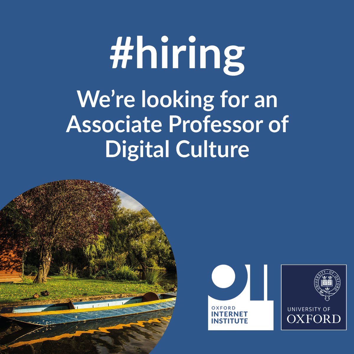 oiioxford's tweet photo. The @oiioxford is seeking to appoint an Associate Professor of Digital Culture, in association with a Research Fellowship @greentempleton. Find out more and apply here: https://t.co/TI48neqirA #associateprofessor
Committed to equality and valuing diversity.
Closes 25 March https://t.co/zwOCm1HAqq